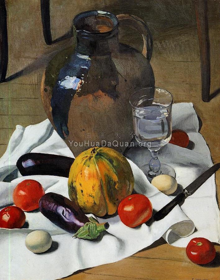 Still Life with Large Earthenware Jug - 菲利克斯·瓦洛东